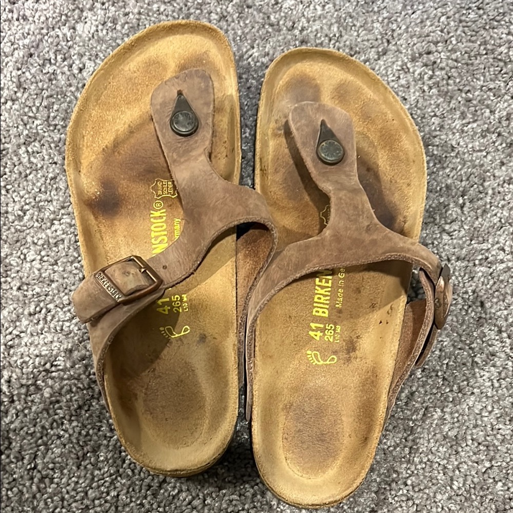 Birkenstock Brown Leather Thong Sandals